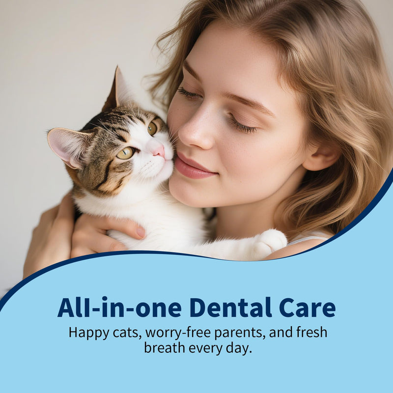 Cat Dental Care Kit – Tuna Flavor Toothpaste 1.06 oz with Toothbrush & Finger Brush | Gentle Formula, Fresh Breath & Plaque Control