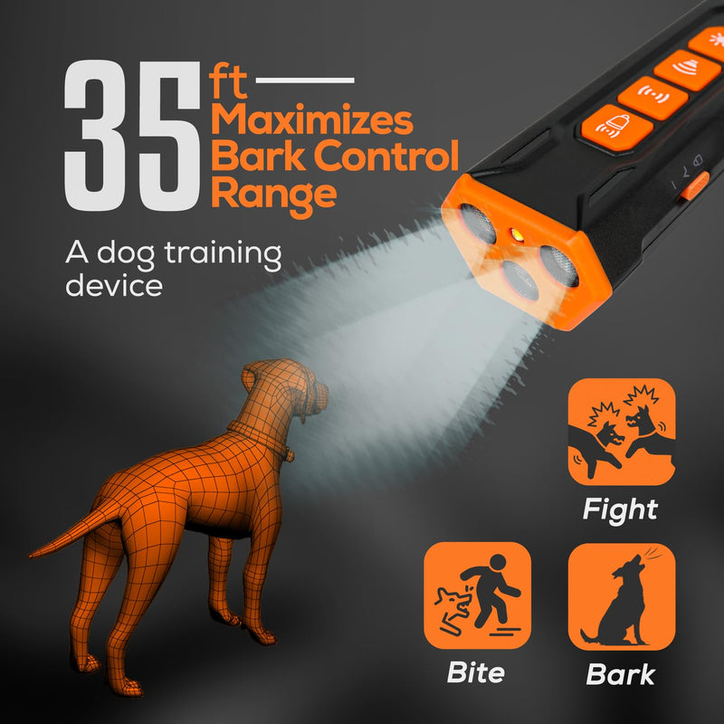 NEEDIT Dog Bark Deterrent Device to Stop Own or Neighbor’s Dog Barking, Biting & Fighting with Long Range – Rechargeable Ultrasonic Portable Anti Barking Device with 3X Sonic Emitters & Flash (Black) Black - PawsPlanet Australia