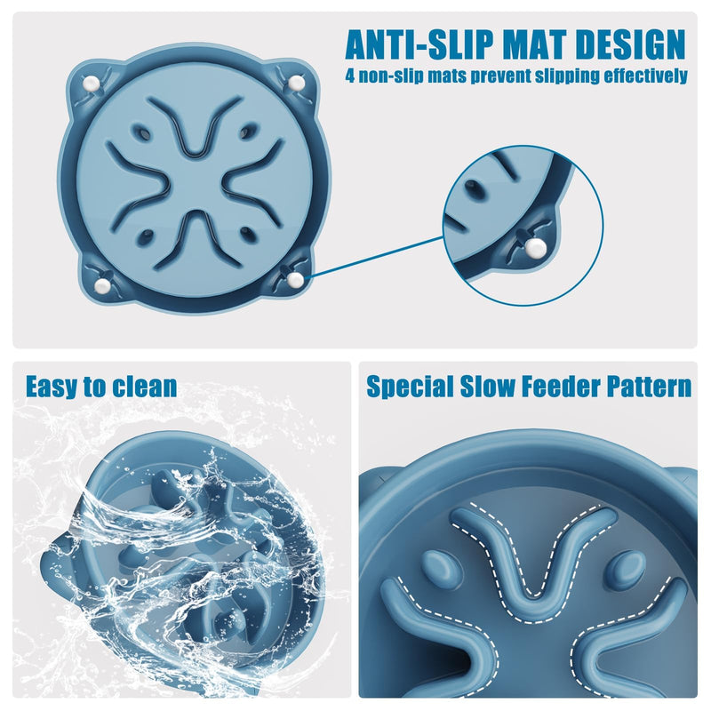 Slow Feeder Dog Bowls Small Breed, Dog Food Bowl Small Dog Anti-Choking Bloat Stop Puzzle Healthy Eating Bowl (Blue, 1 Cup) Blue - PawsPlanet Australia
