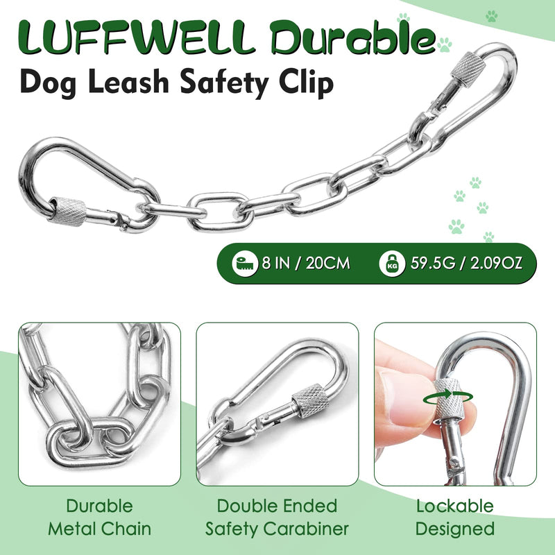 Dog Collar Backup Clip, Chew Proof Double Ended Backup Metal Safety Clasp Pet Dog Leash Connector, Heavy Duty Chain Safety Clip for Prong Collar, Dog Harness, Pinch Collar, Gentle Lead with Carabiner 8inch - PawsPlanet Australia