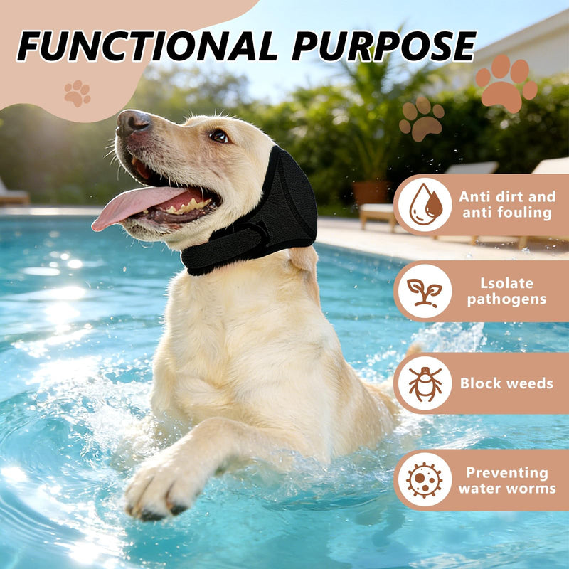 Dog Earmuffs, Noise Reduction, Waterproof Ear Protection, Dog Hearing Protection, Elastic Wrap with Sound Insulation for Noise Blocking, Calming, Bathing, Winter (Black S) Black S