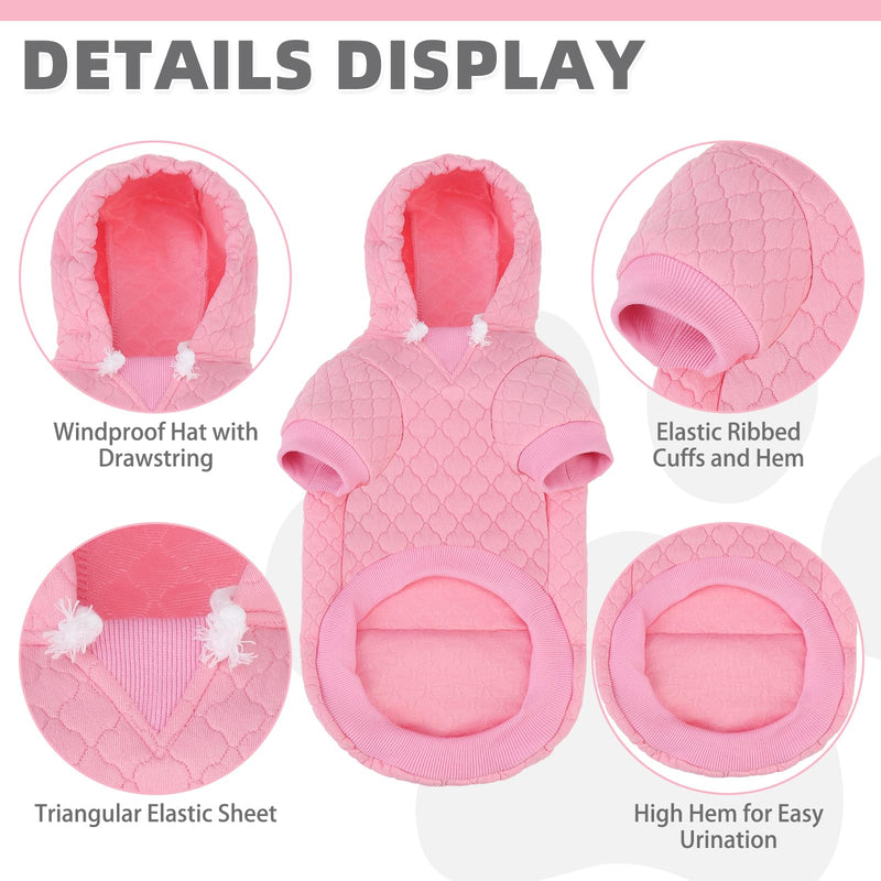 KOOLTAIL Dog Hoodie Pet Clothes Sweater with Hat and Pocket for Small Medium Large Dogs, Warm Soft Dog Cold Weather Coat, Clover Laminated Cotton Hooded Sweatshirt Outfit for Puppy Cats, Pink SM Small/Medium