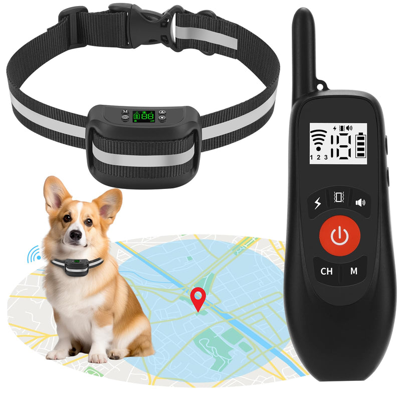 2-in-1 GPS Wireless Dog Fence & Remote Training Collar, Portable Pet Containment System, Electric Dog Fence, Beep/Vibration/Shock Correction Mode, for Dogs Over 18 Lbs