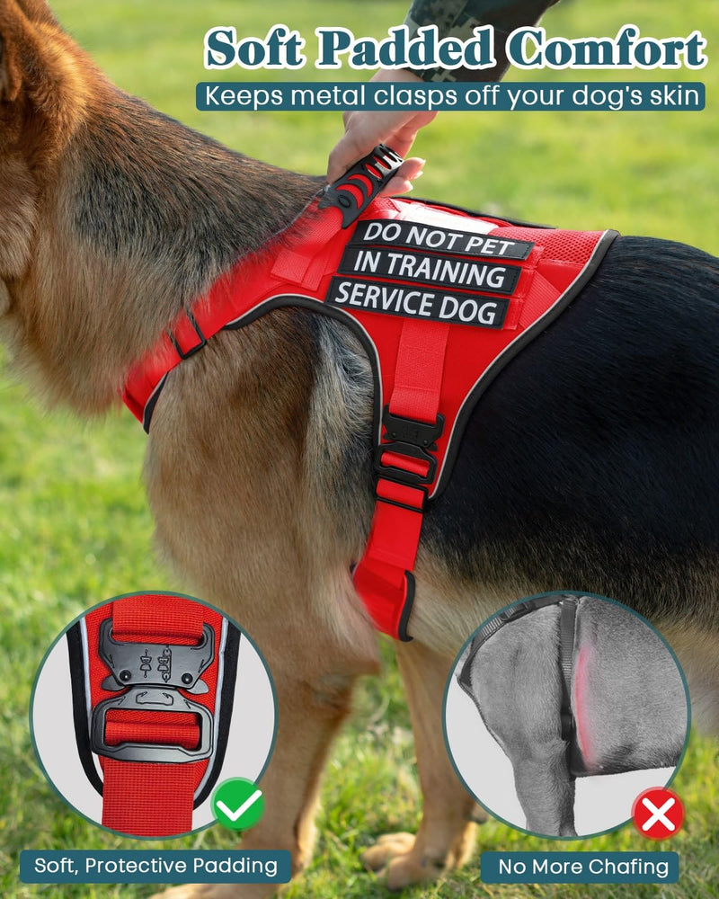 Service Dog in Training Vest, Reflective Do Not Pet Dog Harness with Handle and 6 Patches, Full Metal Buckles, for Medium Dogs Training Walking Small (20-45 lbs) Harness-Brave Red - PawsPlanet Australia