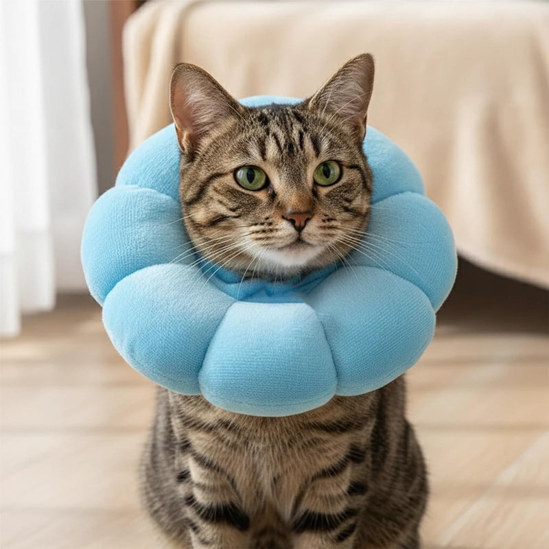 Pieces Cat Collar, Anti Licking Adjustable Cat Collar Cotton Suede Breathable Soft and Comfortable Protective Collar for Cats Sunflowers Soft Neck for Small