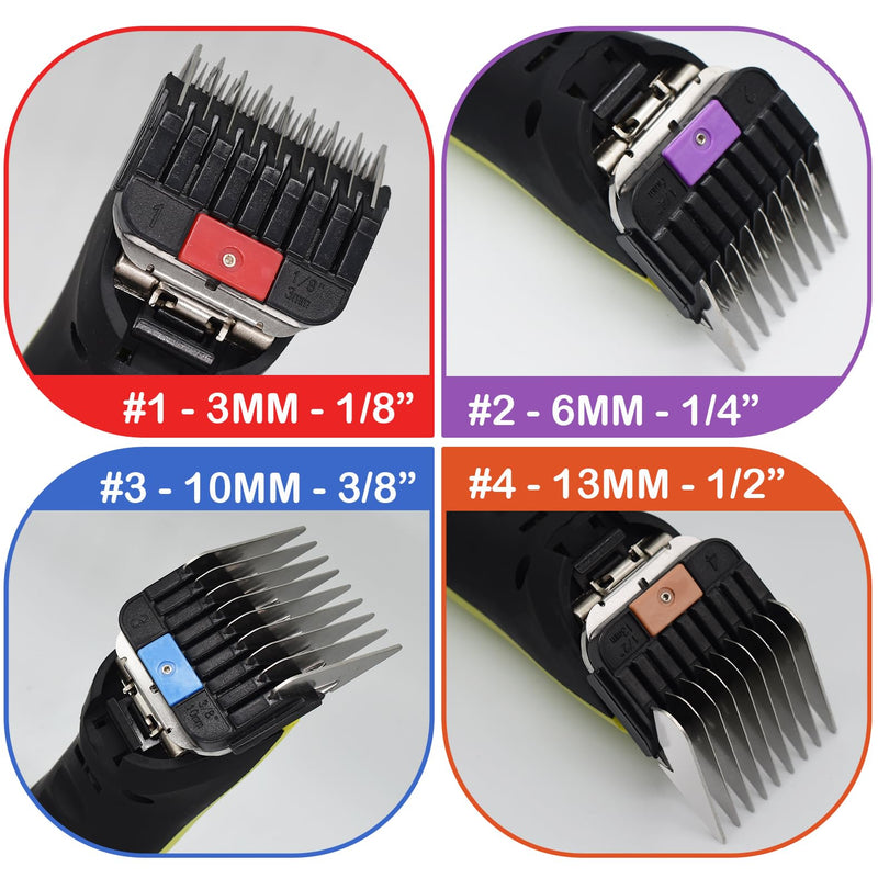 8 Pieces Professional Animal Clippers Stainless Steel A5-Style Replacement Attachment Guide Guard Combs, 3/6/10/13/16/19/22/25mm Compatible with Wahl KM2/5/10 Andis AG BG Oster A5/A6 Dog Pet Groomers
