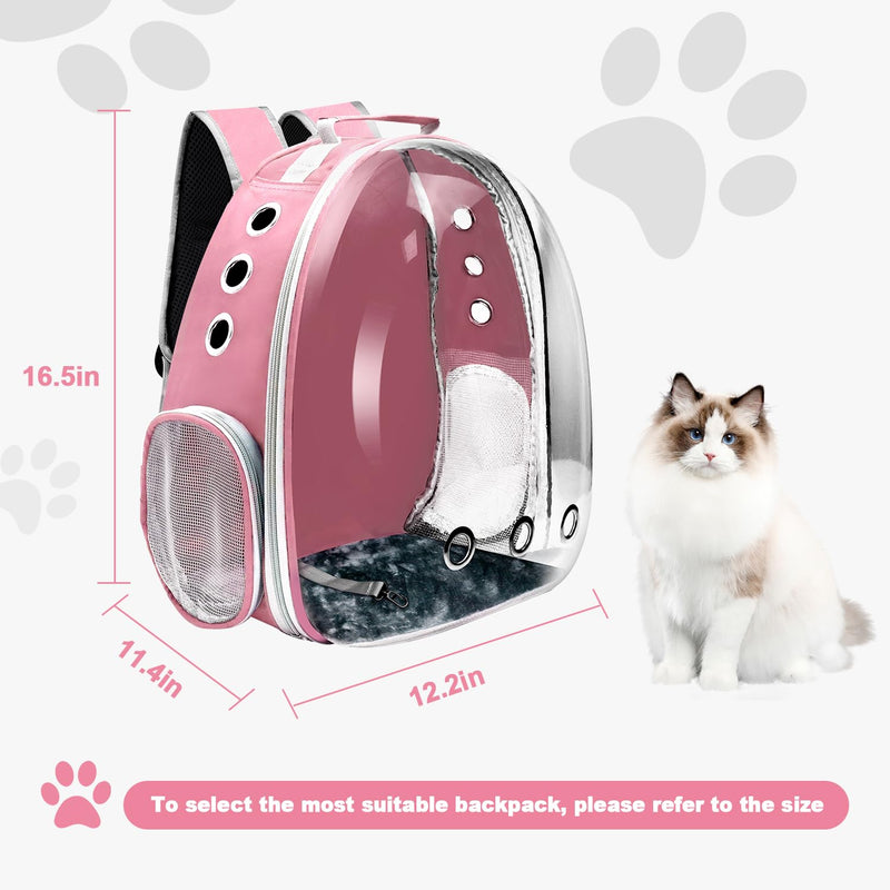 Cat Backpack Carrier, Pet Cat Carrier with Ventilated Design for Carrying Puppy Cats, Pet Carrier Backpack for Traveling/Hiking/Camping/Outdoors Airline Approved Travel Carrier(Pink) Pink