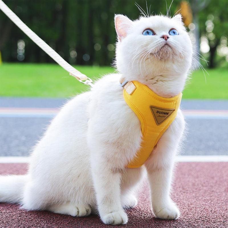 Escape-Proof Cat Harness and Leash Set - Adjustable and Comfortable - Ideal for Walking Cat Outdoors - Fits Small Dogs, Kittens, Medium, and Large Cats (Yellow, XS) Yellow - PawsPlanet Australia