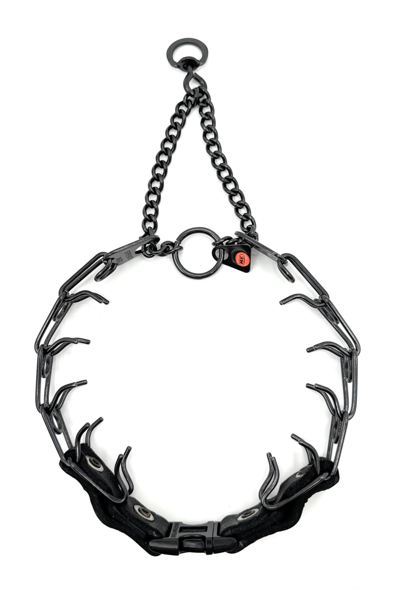 Herm Sprenger Prong Collar for Dogs Training – Quick Release Buckle & Swivel Ring for Easy Use – Made of Durable Black Stainless Steel in Germany– 2.25mm Prongs for Small Dogs with 14-19" Neck Small/Medium (14-19" Neck, 2.25mm Links) - PawsPlanet Australia