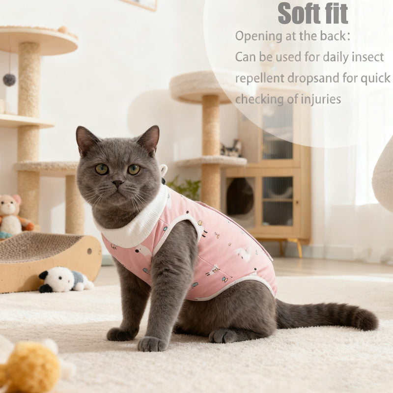 MUU Cat Recovery Suit 2 Pack, Kitty Surgical Shirt Collar Alternative, Breathable Onesie for Female Cats After Spay Surgery, Recovery Suit Female Abdominal Wounds, Size M (2~4KG Cat)