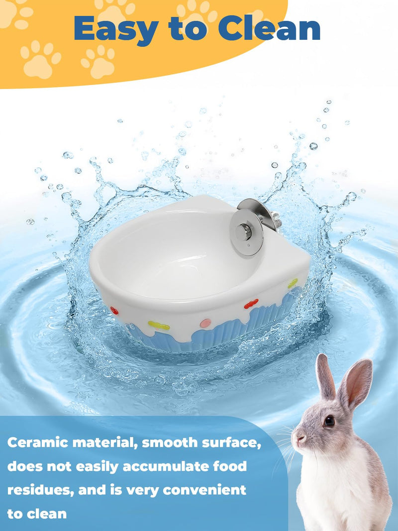 Chinchilla Food Bowl Ceramic Guinea Pig Cage Feeder Hanging Bunny Food Dish Small Animal Feeding Bowls for Syrian Hamster Ferret Gerbils (Blue) Blue - PawsPlanet Australia