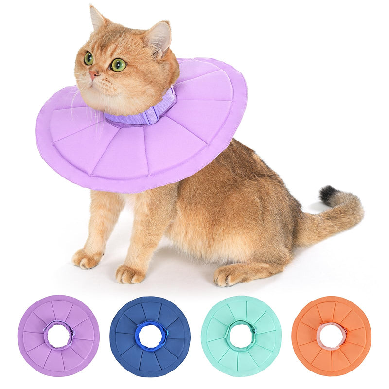 Avont Adjustable Cat Recovery Collar Bundle with Cat Recovery Suit After Surgery -S