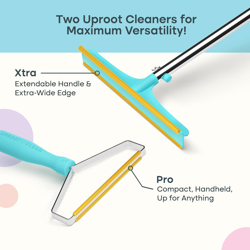 Uproot Cleaner Pro Pet Hair Remover Bundle - Including Xtra Carpet Rake for Pet Hair Removal Tool - Scrape Easy The Cat & Dog Fur from Your Carpet, Rugs, Cat Bed, Car Trunk & More Xtra + Pro - PawsPlanet Australia