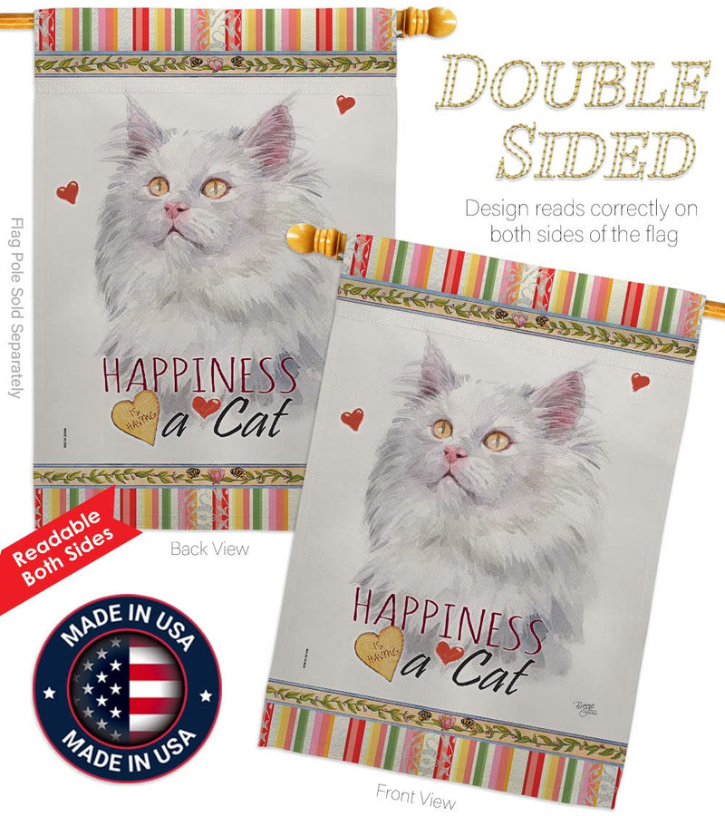 Breeze Decor German Long Hair Happiness House Flag Pack Cat Kitten Meow Spoiled Paw Fur Pet Nature Farm Animal Creature Applique Banner Small Garden Yard Gift Double-Sided, Made in USA - PawsPlanet Australia