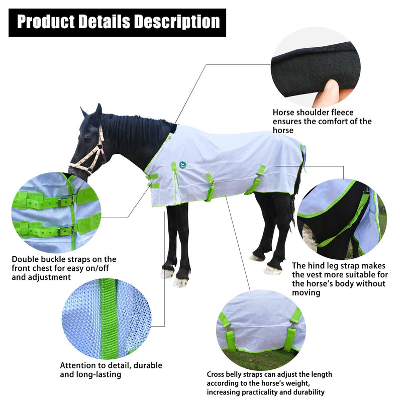 Comfy Mesh Horse Fly Sheet with Advanced UV & Insect Protection – Lightweight Summer Fly Rug for Equine（White 80in） white 80Inch-203cm