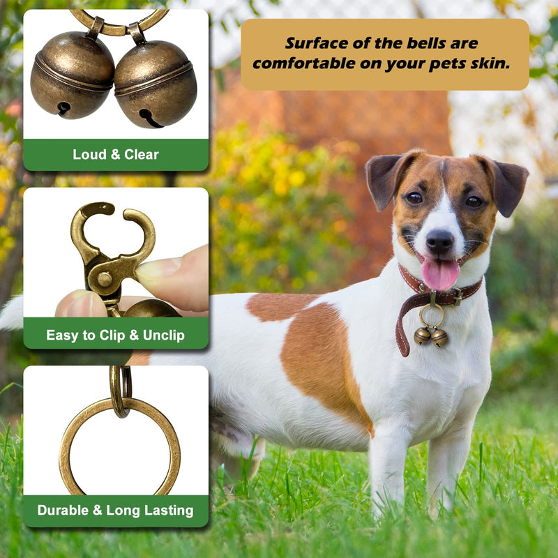 Bells for Dog Collars, Extra Loud Cat Bells & Dog Bells for Pet Tracking & Falconry, Durable Brass Collar Charms with Swivel Lobster Clasp Bronze - PawsPlanet Australia