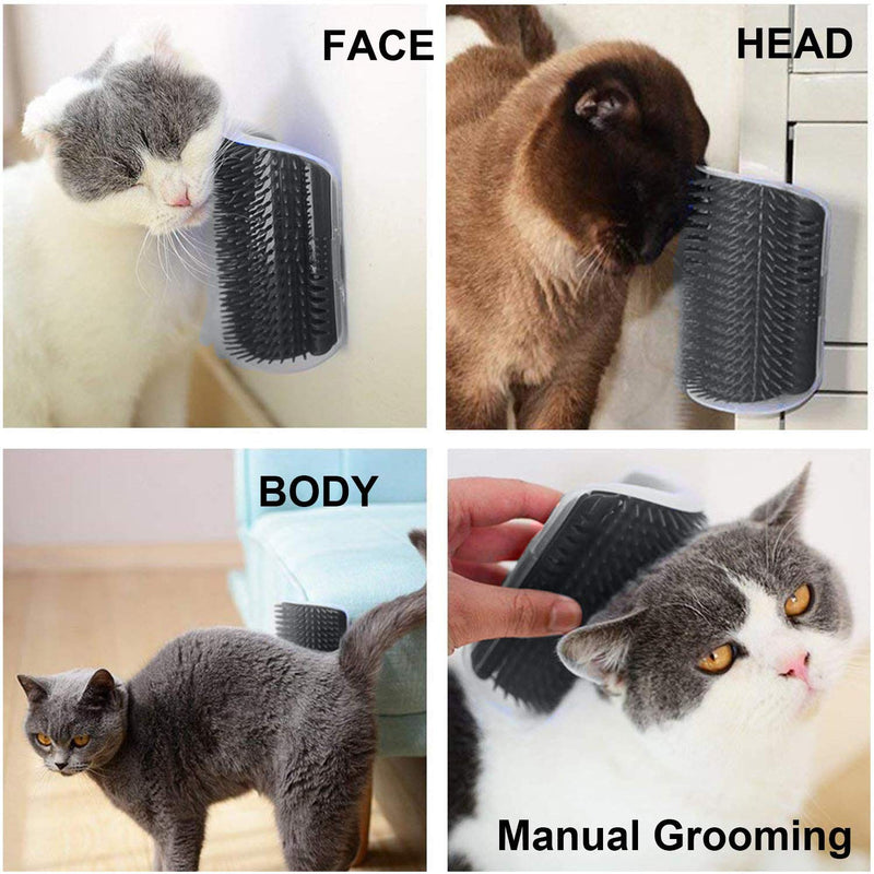 3.0 Softer Cat Self Groomer with Catnip, Dog Cat Corner Groomer,Wall Corner Scratcher Comb,Grooming Massage Brush, Perfect Scratch Massager Tool for Long & Short Fur Kitten/Puppy (1 Pack) 3.0 Softer Grey (1 Pack)