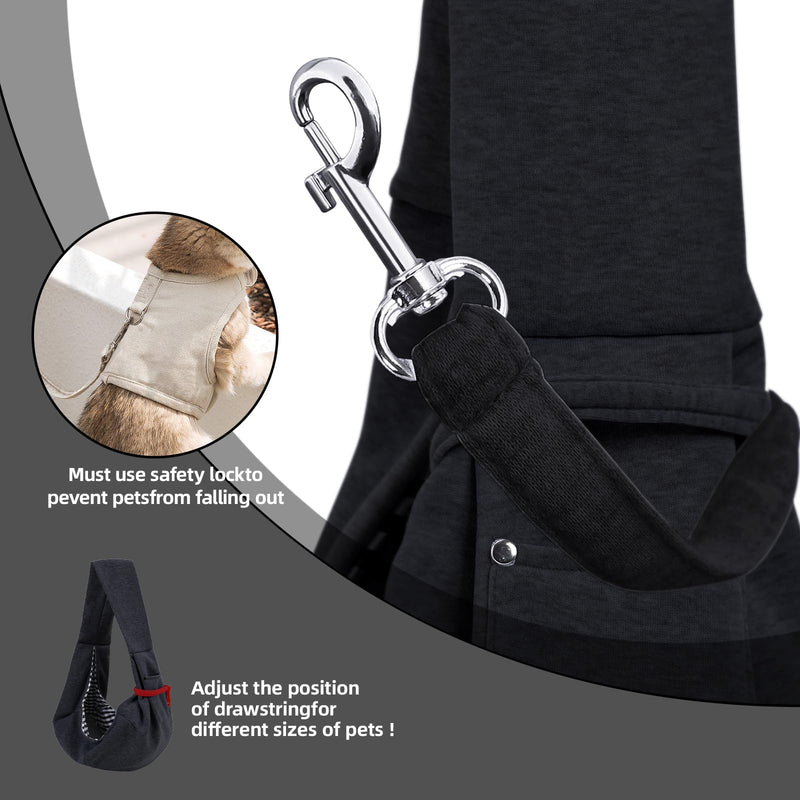 Dog Carrier Sling - Reversible Puppy Carrier Purse with Storage Pocket, Hand-Free Dog Sling Carrier for Carry Small Dogs and Cats，Travel Safety Harness, Dog and cat Harness (Black) - PawsPlanet Australia