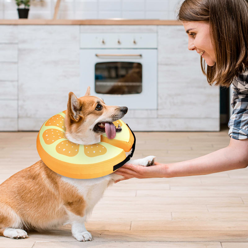 Sivomens Dog Cone, Protective Inflatable Dog Collar for Jumbo Dogs, Soft Adjustable Pet Recovery Cone After Surgery, Washable Dog Donut Collar Prevents Licking Wounds & No Blocking Vision, XL(18"-24") X-Large(Neck:18"-24") Yellow - PawsPlanet Australia