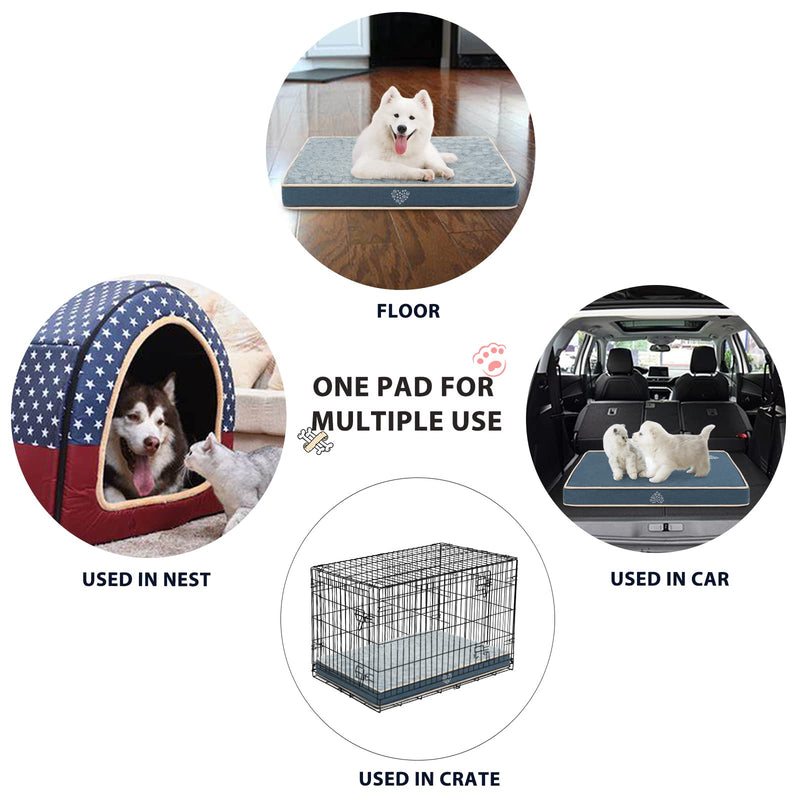 VANKEAN Waterproof Dog Crate Pad Bed Mat Reversible (Warm&Cool), Removable Washable Cover & Waterproof Inner Lining, Pet Crate Mattress for Cats and Dogs, Joint Relief Dog Bed for Crate, Navy Small - PawsPlanet Australia