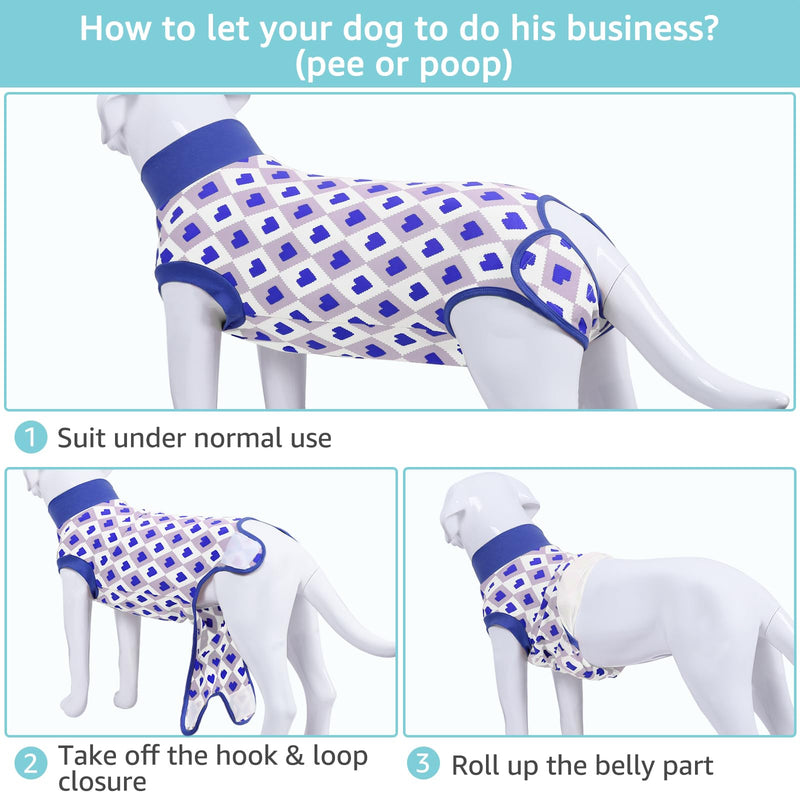 Recovery Suit for Dogs, Dog Recovery Suit Male Female Post Spay, Neuter, Abdominal Surgery Recovery Suit with an Inner Layer Pocket, Prevent Licking Soft Breathable Cotton, Blue, S - PawsPlanet Australia