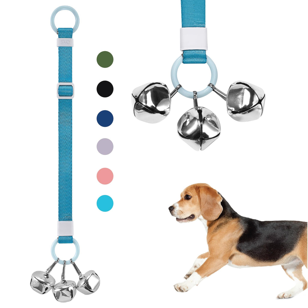 Puppy Bell Doorbells with Hanging Ring, Dog Bells for Potty Training, Can Attach to Doorknob or Anywhere Near the Door, Length and Height Adjustable, Louder Bigger Jingle Bells for Puppies (Sky Blue) Sky Blue