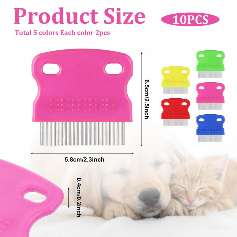 10 Pieces Dog Flea Comb, Flee Comb Cat Flea Combs Stainless Steel Teeth with Plastic Handle for Medium and Small Dogs Cats - PawsPlanet Australia
