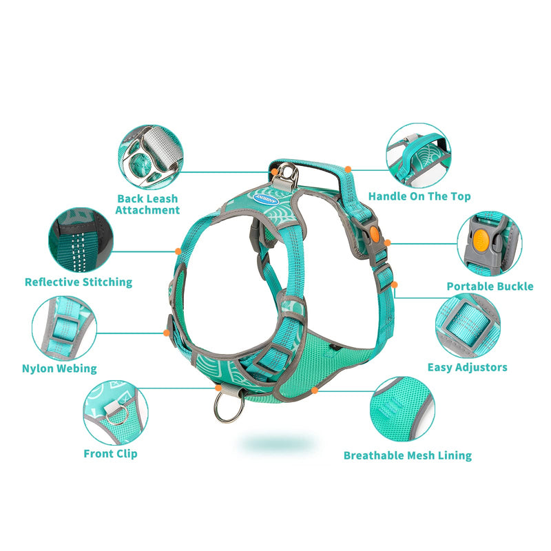 No Pull Dog Harness Adjustable Reflective Adjustable Breathable Vest Soft Mesh Padded Pet Harness with Metal Leash Hooks Easy Control Handle for Small to Large Dogs Medium - PawsPlanet Australia