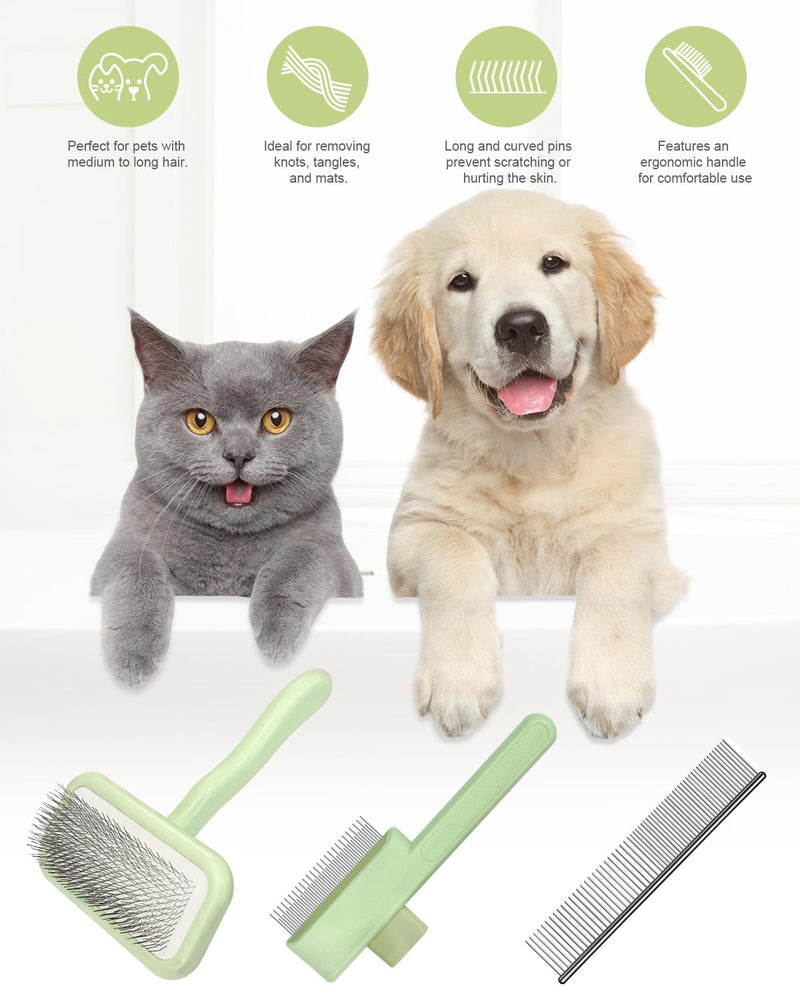 Slicker Dog Grooming Brush,Puppy Brushes for Short or Medium Haired Dog, Suitable for Removing Loose Hair, Tangles, and Knots, Best for Cockapoo, Poodle, Cat