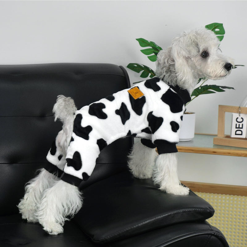 XPUDAC Cow Dog Sweater, Dog Winter Clothes for Small Medium Dogs Girl Boy Fleece Dog Pajamas for Winter Christmas, Medium Medium(Chest-16.5") - PawsPlanet Australia