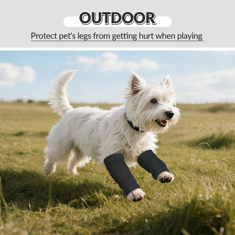 ROZKITCH 4PCS Dog Sleeves for Legs to Prevent Licking, Knitted Solid Pattern Elbow Joint Protectors for Small Dogs Chihuahua, Yorkshire Terrier, Toy Poodle, Pomeranian, Papillon Grey M M-Leg Girth: 2.67in DarkGrey
