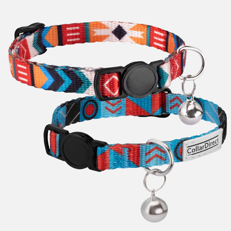 CollarDirect Cat Collar Breakaway with Removable Bell Set of 2 PCS Sunny Ethnic & Tribal