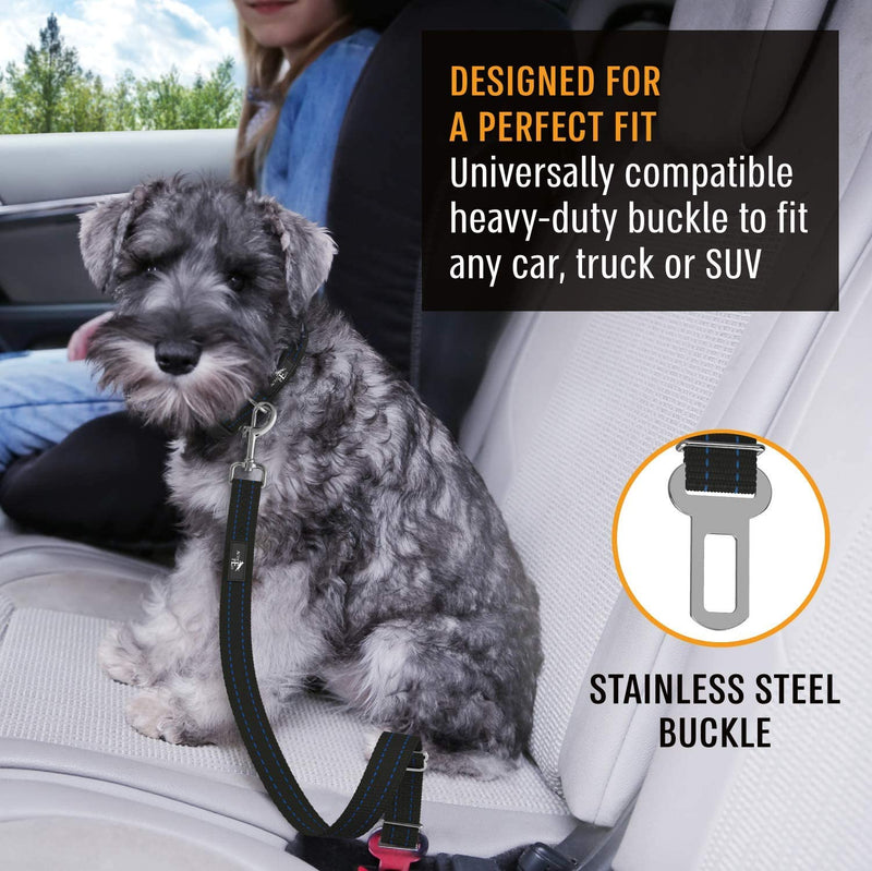 Active Pets Blue Car Seat Belt for Dogs, Attaches to Harness & Collar, Adjustable 18" - 24" Travel Restraint System Fits Small - Large Pups for Safety & Comfort, Essential Pet Supplies & Accessories Blue - 1 Pack - PawsPlanet Australia