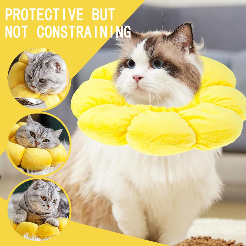 Cat Collar, Cat Collar with Flower Shape, Soft, Leak Protection for Cats and Small Dogs, Yellow, Cotton, Adjustable, Protection During Recovery