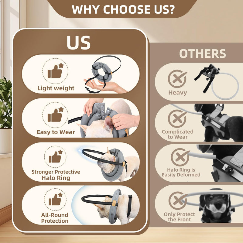 Blind Dog Harness, Lightweight Collar for Dogs&Cats, Adjustable Blind Dog Collar Harness, Pet Anti-Collision Ring for Blind, Eye Injury, Vision Impairment Pets for Protective & Build Confidence XL - PawsPlanet Australia