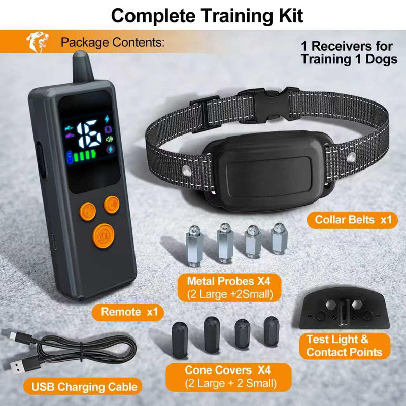 Shock Collars, 5000FT Dog Training Collar with Remote, IPX7 Waterproof E-Collar Featuring Beep, Vibration, Shock, No-Shock Mode, fit for Small Medium Large Dogs Black 1 in 1