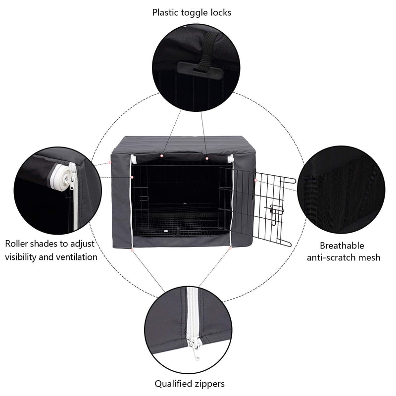 Dog Crate Cover for Wire Crates, Heavy Nylon Durable Waterproof Windproof Pet Kennel Cover Indoor Outdoor Protection - Cover only - Dark Grey - M - PawsPlanet Australia