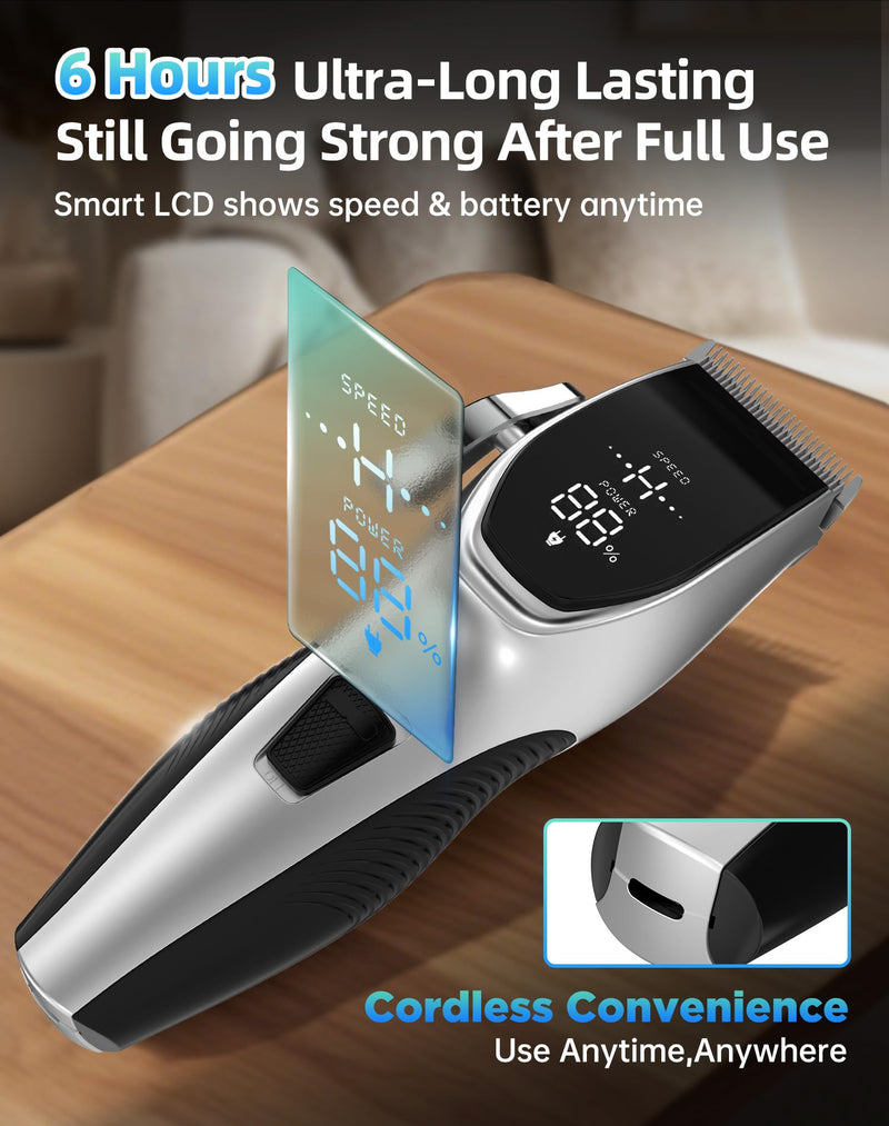 Dog Grooming Kit Low Noise，Cordless 4 in 1 Dog Clippers for Grooming Rechargeable Pet Cat Hair Trimmer with 2 Speed,6 Guards,Scissors,Comb for Small Medium Large Pets Dogs Cats Thick Hair Cutting 🟥🟥🟥whisper-quiet Silver 🟥🟥🟥 - PawsPlanet Australia