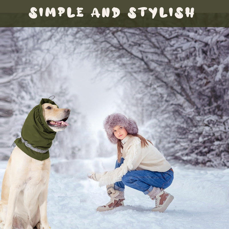 Dog Snood Ear Protectors Dog Ear Muffs Noise Protection Calming Hood Reflective Strip Comfort Waterproof Dog Winter Hat Neck and Ears Warmer Pet Ear Covers for Anxiety Relief and Calming (Green, M) Green