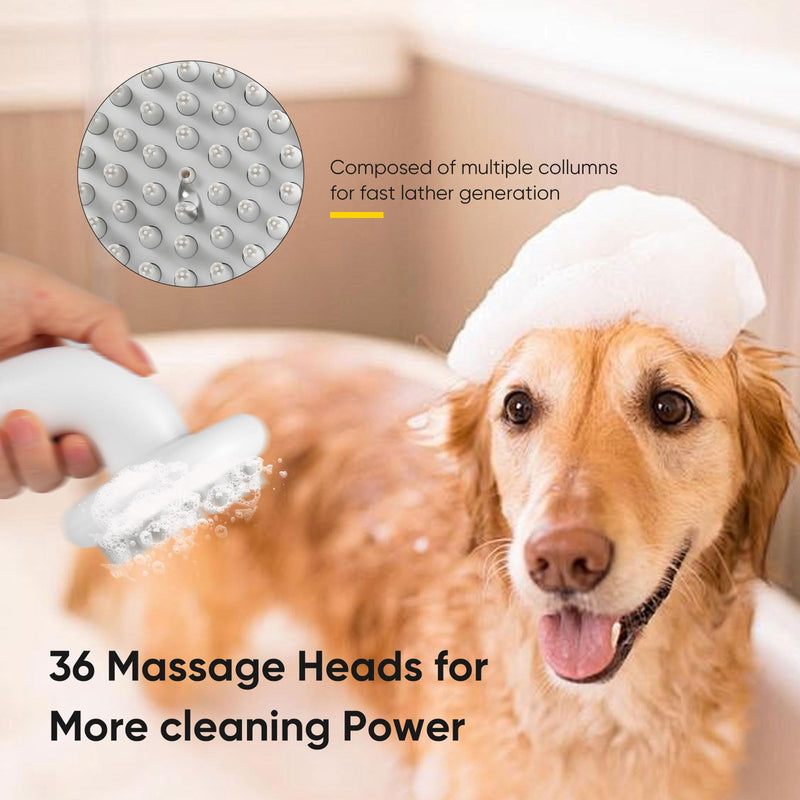 CIBKJ Dog Bath Brush 3 in 1 Dog Scrubber Shampoo Dispenser Brush, Soft Head Massage Grooming Pet Bathing Brush, Handle Dog Shampoo Brush for Short Long Hair Dogs Cats - PawsPlanet Australia