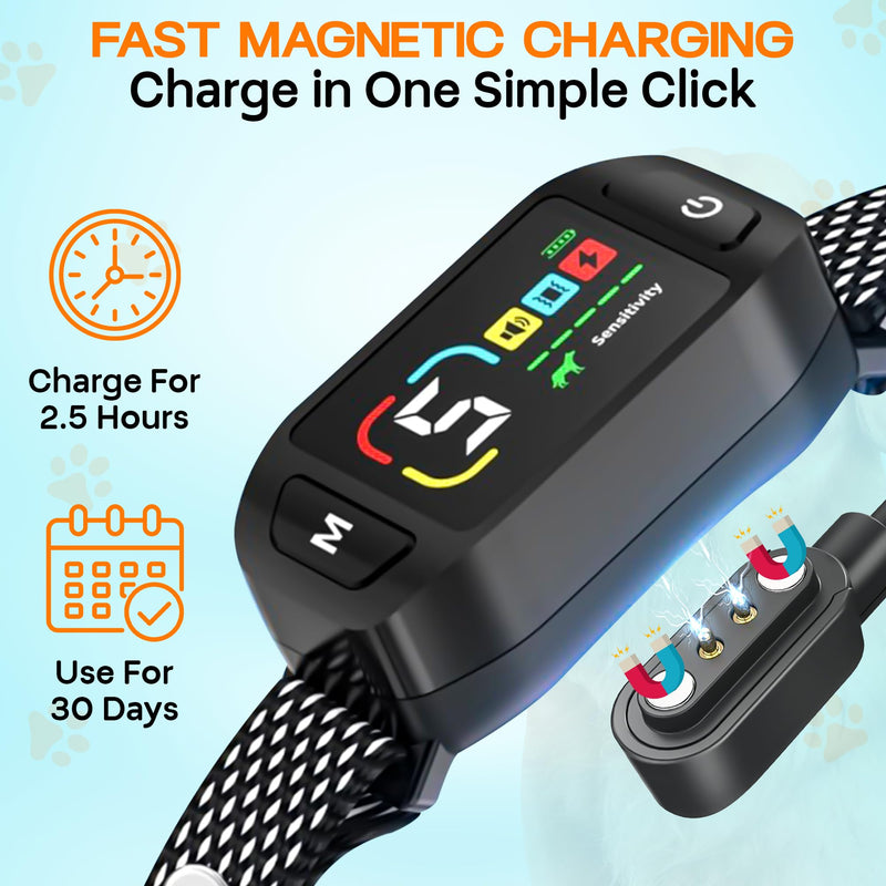 Bark Collar for Dogs with Clicker and Whistle – 300% Stronger Vibration, 5 Sensitivity Levels, 4 Training Modes, Fast Magnetic Charging | Waterproof, Adjustable – Train with Love, Not Pain Collar with Clicker & Whistle - PawsPlanet Australia