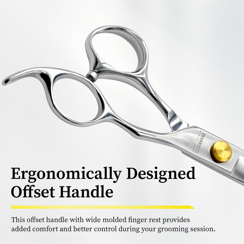 Dog Grooming Scissors, 7.5" Straight Shears, Premium Stainless Steel, Safety Rounded Tip & Offset Handles for Precision Trimming Dogs, Cats, Pet at Home 7.5 Inch - PawsPlanet Australia