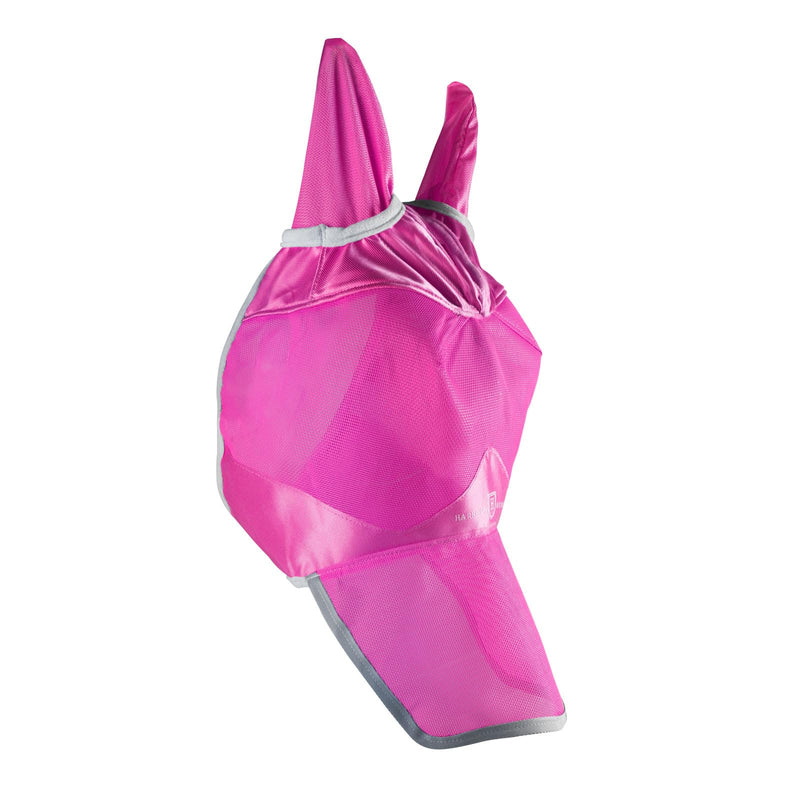 Harrison Howard UV-Proof Forelock Opening Reliable Protection Horse Fly Mask Long Nose with Ears Magenta Horse Large Horse (Large)