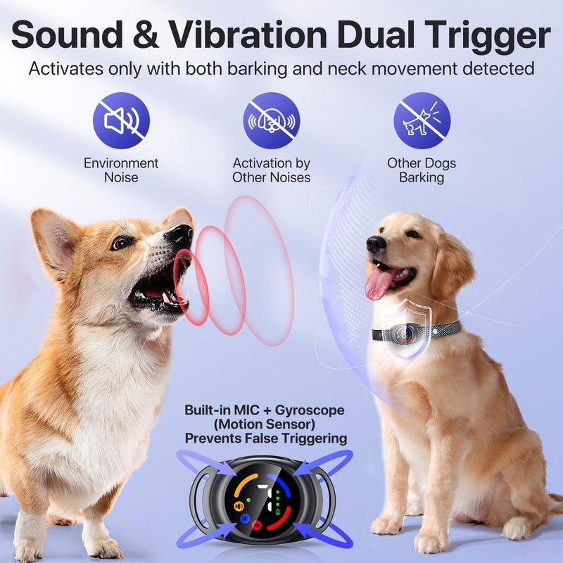 Bark Collar for Small Medium Dogs, Dog Bark Collar with Beep Vibration, IP67 Waterproof Rechargeable Barking Collar with 7 Adjustable Sensitivity (Classic Black) Classic Black