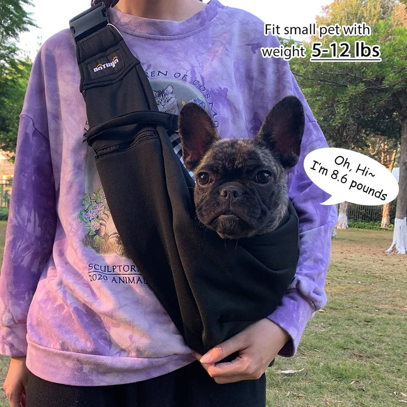 NATUYA Small Dog Carrier Sling Cat Sling,Adjustable Strap Hand Free Pet Puppy for Outdoor Traveling Subway (Black, Snap) - PawsPlanet Australia