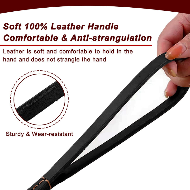 Leather Dog Leash 6ft, Durable Braided Dog Training Leash, Strong Heavy Duty Leather Leashes, Soft and Comfortable Dog Leashes for Medium Small Dogs Walking Training (Black) 6FT*2/5" Black - PawsPlanet Australia
