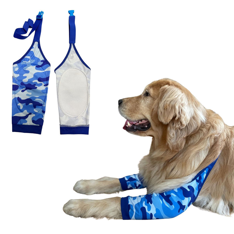 Dog Front Leg Braces Recovery Sleeve,Dog Elbow Joint Protector Cover Pet Knee Brace for Small Medium Large Dogs Prevent Licking Wound_2XL(Blue Camouflage) 2XL Blue Camouflage