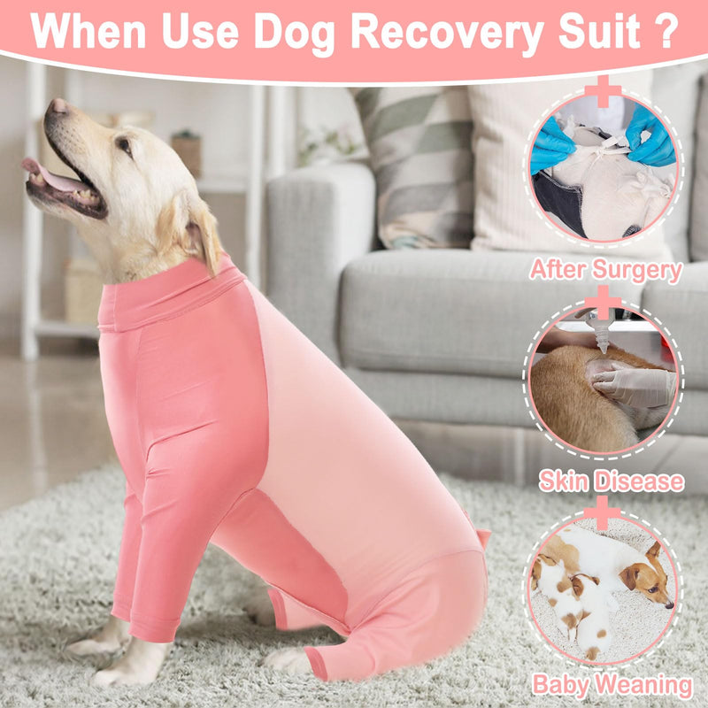 KOESON Dog Surgery Suit Female Spay, Long Sleeve Recovery Suit for Dogs After Surgery, Soft Dog Surgery Recovery Suit Pet Onesie for Abdominal Wounds Anti Licking Dog Cone Alternative Pink M Medium