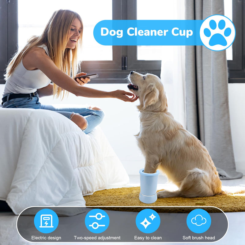 Dog Cleaner, Electric Portable Dog Washer with 2 Speeds, Rechargeable Silicone Pet Cleaning Cup for Small Medium Large Dogs, Automatic Muddy Paws Cleaner & Grooming Tool - PawsPlanet Australia