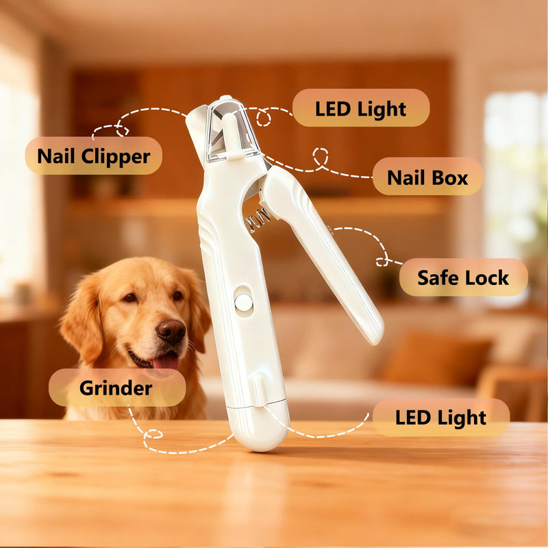 2-in-1 Pet Nail Clipper & Grinder with Dual LED Lights, USB Rechargeable, Electric Multi-Function Grinding, Quiet Operation with Splash Guard, Suitable for Small/Medium/Larg - PawsPlanet Australia